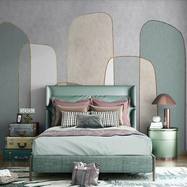 Modern geometric wallpaper installation